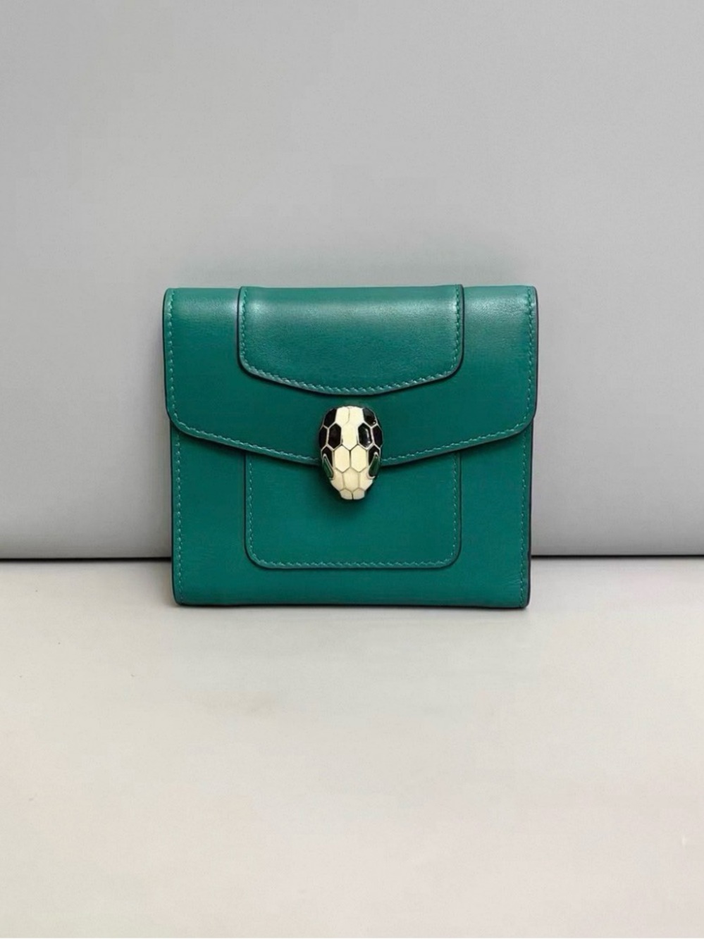 Bulgari Teal Mini Shoulder Bag with Serpent Head Clasp